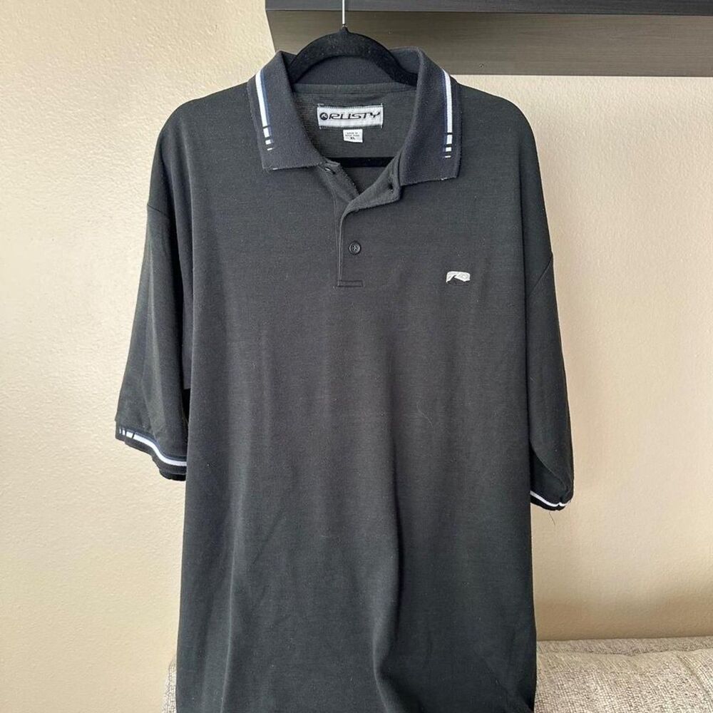 Rusty Men's Black and Grey Polo-shirts